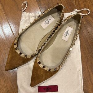 Suede gold studs flats